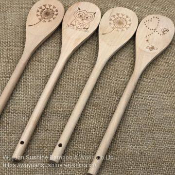 Wooden Spoons,Made of Chinese Cherry,with Laser Printing photo-2