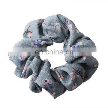 Vintage Hair Scrunchies Lady Crinkle Chiffon Scrunchie Women Flower Elastic Hair Bands Girls Headwear Floral Rubber Hair Tie