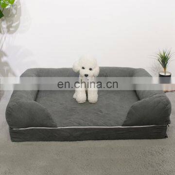 Natural Modern Plush China Extra Luxury Large Square Grey Hot Cheap Portable Faux Fur Pet Dog Cat Bed Sofa photo-6