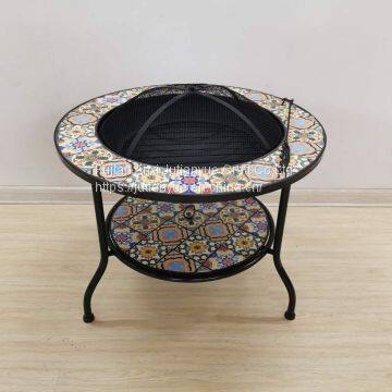 Outdoor Metal Brazier Square Table Firepit Garden Patio Heater/BBQ/Ice Pit With Waterproof Cover (Fire Pit & Grill) photo-2