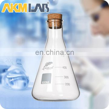 AKM LAB Laboratory Glass Conical Flask With Wooden Cork