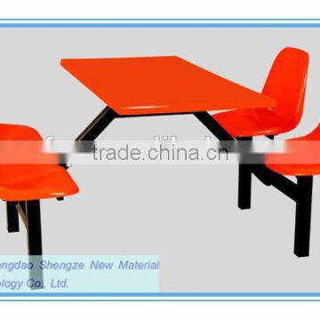 FRP fiberglass canteen chairs with small desk