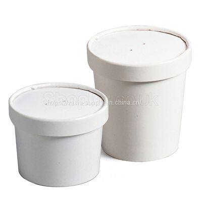 Coated 12oz White Paper Soup Cup with vented paper Lid