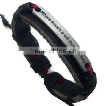 Customerized Alloy Leather Braided Bracelet