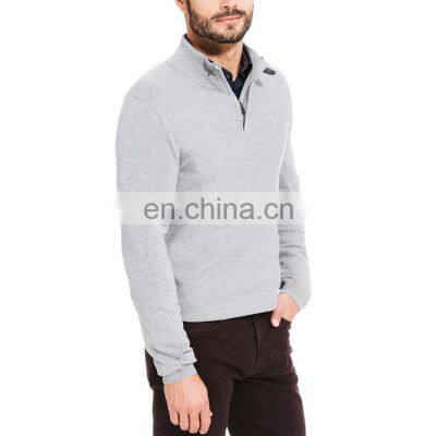 Men half zipper knitted merino wool pullover sweater