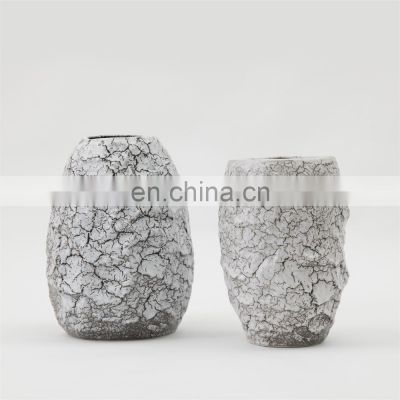 new product modern white round crack ceramic flower vast for home