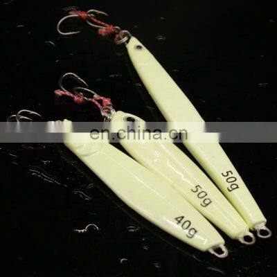 luminous Jigging Fishing Lures 25g 30g 40g 50g Saltwater Slide Jigs Leurre Lead Metal Fish Bait Snapper Lure