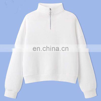 Clothing Manufacturers Custom-made Women's Spring and Autumn New Terry Cloth Half Zipper Casual Sweater Plus Size Pullover photo-4
