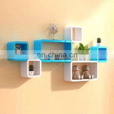 Wall Shelves Cube Shelf White Wooden Book Storage Home Decor Ledge Organizer