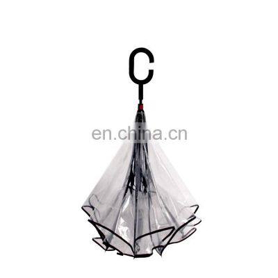 Creative Transparent Reversible Rain Umbrella With Logo Prints photo-2