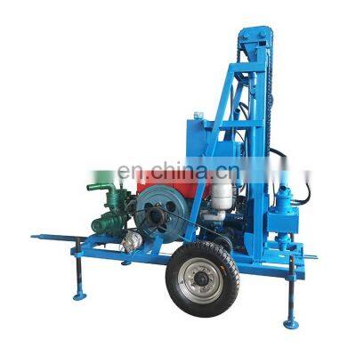 Factory supply 22 horsepower diesel  water well drilling rig with electric start big wheels and water cooling system for sale