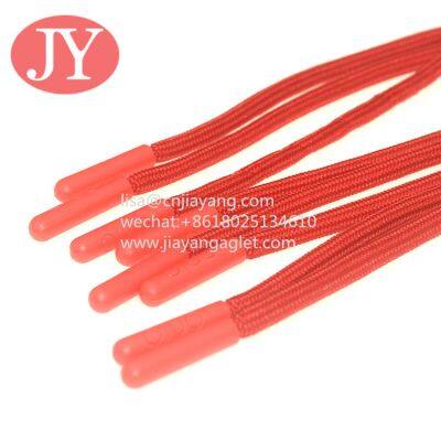 hot selling solid color polyester drawstring with shoestring aglet tips TPU plastic aglet cord