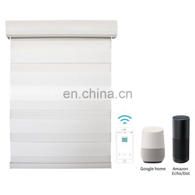 Smart motorized day and night zebra roller blinds wifi remote control automatic electric motor window shades zebra blinds