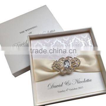 2015 Luxury Unique Flocking Wedding Invitations with Pearl Diamond                        
                                                Quality Choice