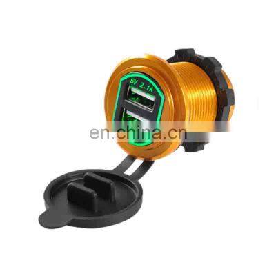 Modified car charger usb metal car charger 4.2A with aperture