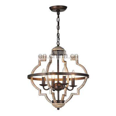 Orb Light Chandelier Rustic Vintage Metal Chandelier Stardust Finish Adjustable Height Dining Light Living Room wooden lamp