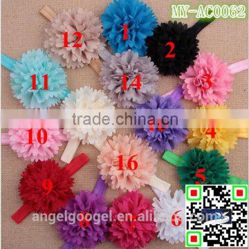 Peony flower chiffon fancy hair accessories elastic crochet headband ribbon MY-AC0062