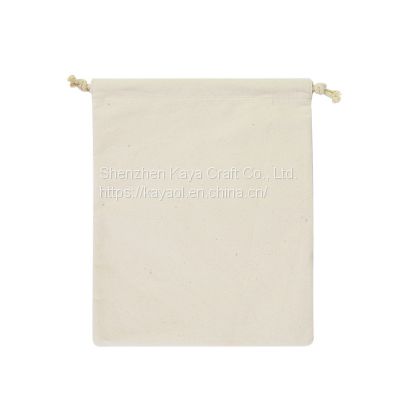 White Cotton Packaging Bag, Customized Logo Gift Drawstring Pouch