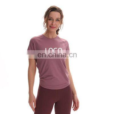 Casual Sportswear Custom Logo Yoga Top Female Gym Fitness Wear T-shirt Loose Casual Outdoor Running Clothing