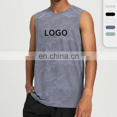 Custom Logo Quick Dry Camo Printed Tank Tops Gym Workout Muscle Sleeveless Shirts Breathable Bodybuilding Fitness Wear Clothes