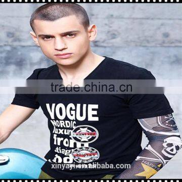 The cheap price v-neck t-shirt printing machine black t shirt for african print fabric