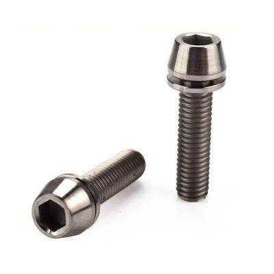 Titanium Hex Bike Stem Bolts M5x16mm Tapered Head With Washer Screws 6pcs photo-3