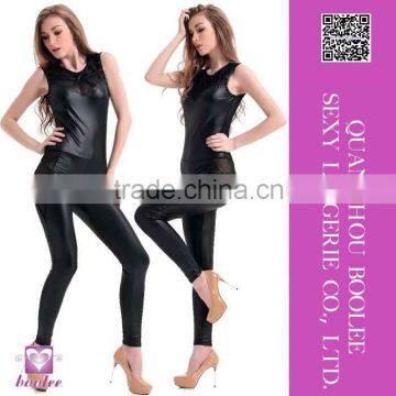 Wholesale low price popular style adult games sexy leather lingerie catsuit sexy leather clubwear