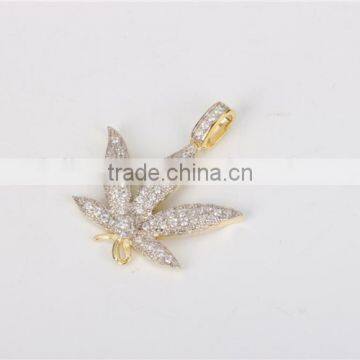 Custom High Quality Cheap Hip Hop 925 Sterling Silver Leafage Pendant photo-2