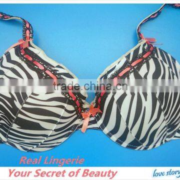 Fashion Plus Size Bra Set, Sexy Zebra Printed Microfiber