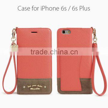 Two-Tone Color PU&Suede Case Smartphone for iPhone 6/6plus for Lady/Women/Female