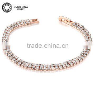 Copper with zircon 18k yellow gold jewelry bracelet