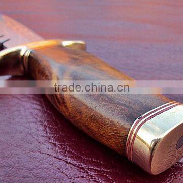 Bowie Hunting Custom Handmade Stainless Steel 15 Inch Hunting Knife Solid Walnut Wood Handle and Brass Thumb Guard / Clip photo-5