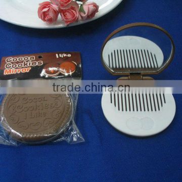 Cute cookie shaped chocolate sandwich biscuit pocket mirror makeup chocolate comb