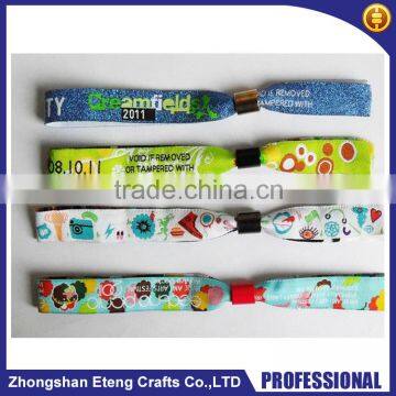 Promotion Custom fabric festival woven wristband with locking