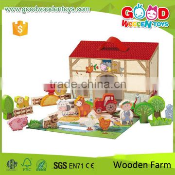 2015 Christmas Toy Unique Design Kids First Playing Wooden Farm Toy