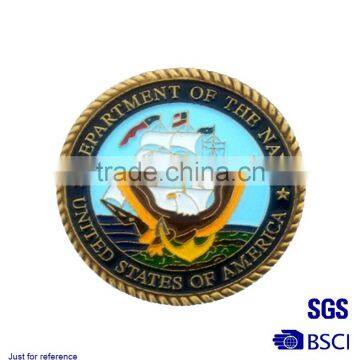 Navy coin Sport souvenir badge/ Custom badge/ Metal badge in gold plated