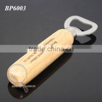 Custom Laser Engraved Names Wedding Souvenir Wooden Handle Stainless Steel Metal Beer Opener Wood photo-2