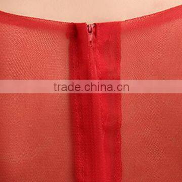 Women's Red V-Neck Print Floor-Length Dress photo-4