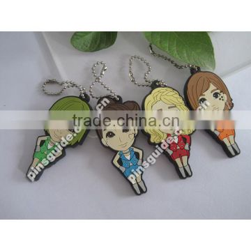 Advertising Gift Customized Printed Logo 2D Soft PVC Boy Girl Couple Keychain For Souvenir