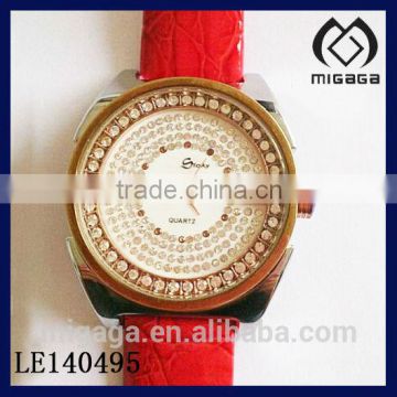 fashion many crystal set beautiful ladies grace crystal leather watch