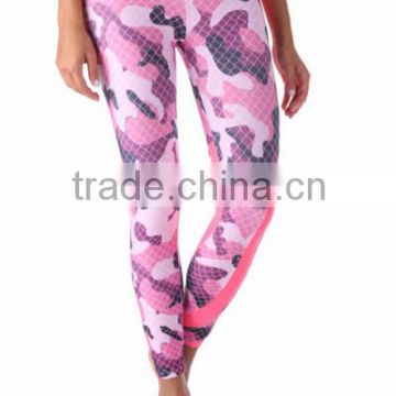 Woman Fitted Full Sublimated Leggings / Tights Full Length with Pink Camo Custom design