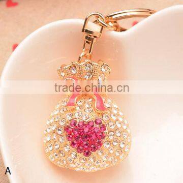 Fashion Gift Lucky Purse Rhinestone Gold Plate Keychain/ photo-2