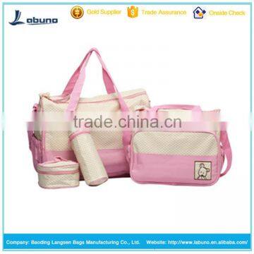 Large Capacity Cute Diaper Bags With Changing Pad 5 Pieces Set Best Quality Choice photo-4
