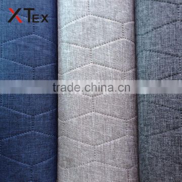 wholesale ultrasonic embossed stimulated woven linen like fabric with knitting fabric for sofa upholstery price per meter