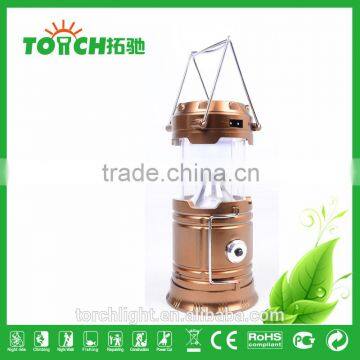 New Design Solar Lantern Outdoor Camping Light Golden Color Rechargeable Camp Lamp Torch Multifunctional Torch photo-4