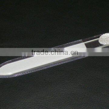 Glass nail file with stone