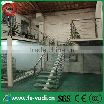 Tempered Glass Single Stringer L Shape Stairs, Foshan Staircase --YUDI photo-5
