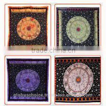 Indian Horoscope Zodiac Wall Hanging Cotton Tapestry