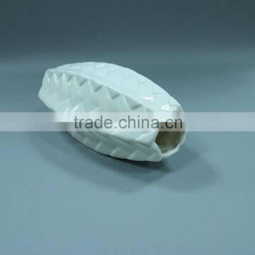 White Glazed Ceramic Shape of Bamboo Vase photo-2