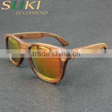 2016 new arrival custom wood sunglasses with flash mirror coating lens
